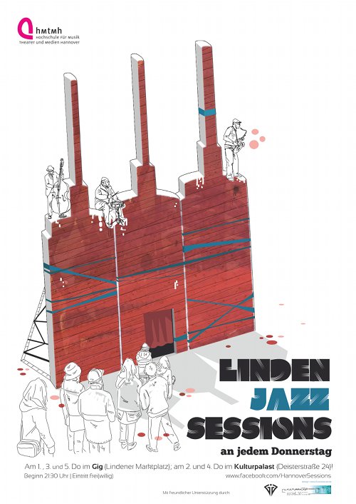 LINDENS JAZZSESSIONS

Seit 2005 finden die Linden Jazzsession regelmäßig und zuverlässig an fast jedem
Donnerstag im Kulturpalast statt. In diesem Zeitraum spielten weit über 400 Bands
aus Hannover, Niedersachsen und dem gesamten Bundesgebiet auf den Linden
Jazzsessions.

Kein Eintritt